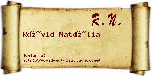 Rövid Natália névjegykártya